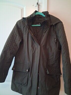 Womens London Fog Dark Green Utility Sporting Heritage Classic 3/4 Length Zip Up